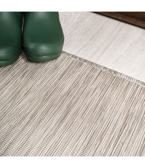 TUSCAN SUN COLLECTION Area Rug Ethan Modern Flatweave Solid Light Gray 6' Round Indoor/Outdoor Area Rug