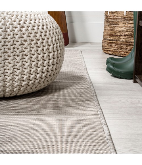TUSCAN SUN COLLECTION Area Rug Ethan Modern Flatweave Solid Light Gray 6' Round Indoor/Outdoor Area Rug