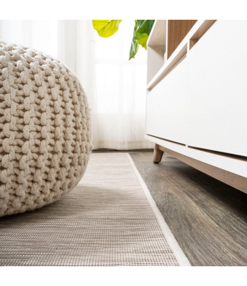 TUSCAN SUN COLLECTION Area Rug Ethan Modern Flatweave Solid Light Gray 6' Round Indoor/Outdoor Area Rug