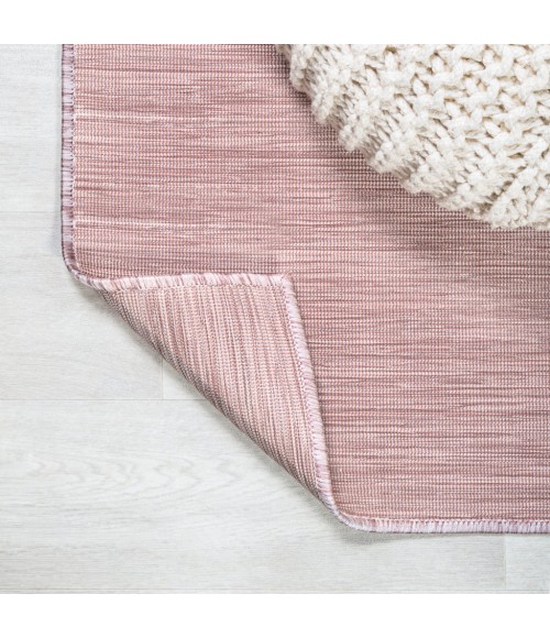 TUSCAN SUN COLLECTION Area Rug Ethan Modern Flatweave Solid Pink 6' Square Indoor/Outdoor Area Rug