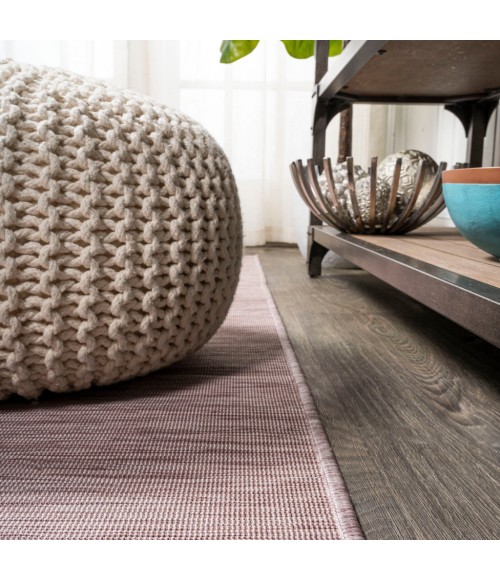 TUSCAN SUN COLLECTION Area Rug Ethan Modern Flatweave Solid Pink 6' Square Indoor/Outdoor Area Rug