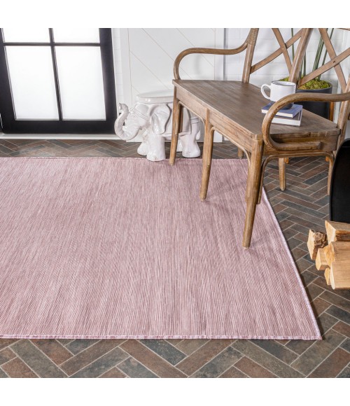 TUSCAN SUN COLLECTION Area Rug Ethan Modern Flatweave Solid Pink 9 ft. x 12 ft. Indoor/Outdoor Area Rug