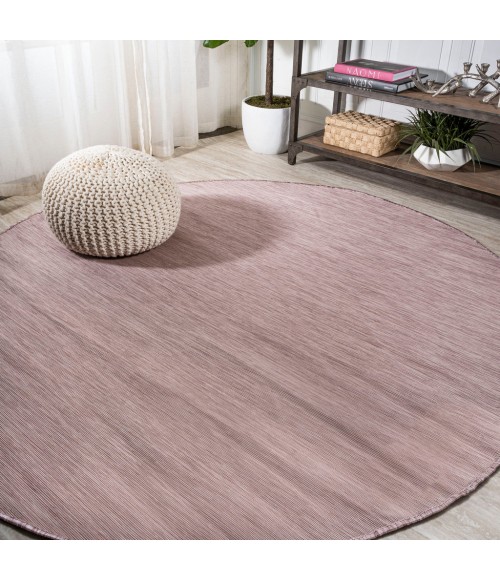 TUSCAN SUN COLLECTION Area Rug Ethan Modern Flatweave Solid Pink 6' Round Indoor/Outdoor Area Rug