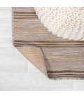 TUSCAN SUN COLLECTION Area Rug Bo Modern Farmhouse Wide Stripe Brown/Natural 6' Round Indoor/Outdoor Area Rug