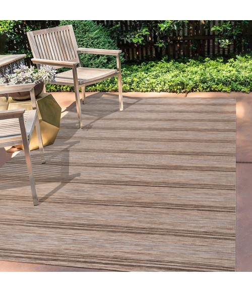 TUSCAN SUN COLLECTION Area Rug Bo Modern Farmhouse Wide Stripe Brown/Natural 3 ft. x 5 ft. Indoor/Outdoor Area Rug