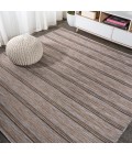 TUSCAN SUN COLLECTION Area Rug Bo Modern Farmhouse Wide Stripe Brown/Natural 6' Square Indoor/Outdoor Area Rug