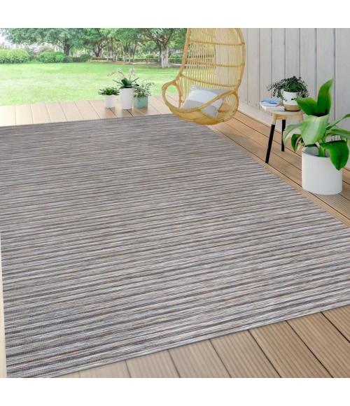 TUSCAN SUN COLLECTION Area Rug Finn Modern Farmhouse Pinstripe Dark Gray/Blue 5 ft. x 8 ft. Indoor/Outdoor Area Rug