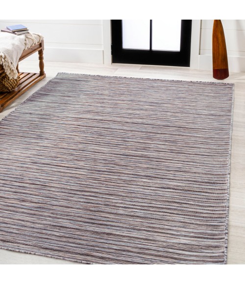 TUSCAN SUN COLLECTION Area Rug Finn Modern Farmhouse Pinstripe Dark Gray/Blue 5 ft. x 8 ft. Indoor/Outdoor Area Rug