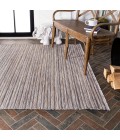TUSCAN SUN COLLECTION Area Rug Finn Modern Farmhouse Pinstripe Dark Gray/Blue 5 ft. x 8 ft. Indoor/Outdoor Area Rug
