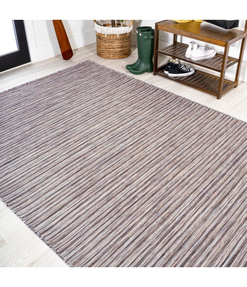 TUSCAN SUN COLLECTION Area Rug Finn Modern Farmhouse Pinstripe Dark Gray/Blue 5 ft. x 8 ft. Indoor/Outdoor Area Rug