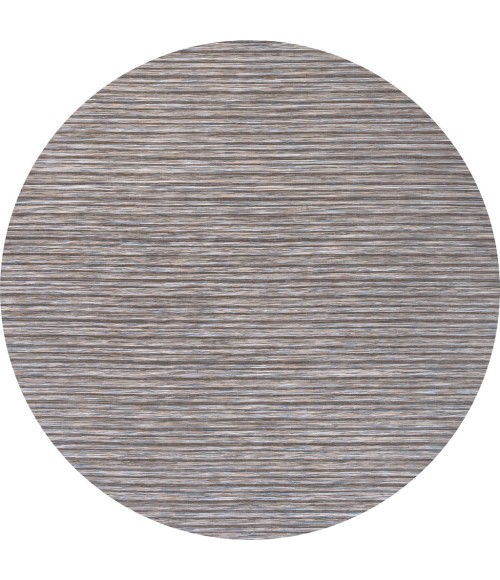 TUSCAN SUN COLLECTION Area Rug Finn Modern Farmhouse Pinstripe Dark Gray/Blue 6' Round Indoor/Outdoor Area Rug