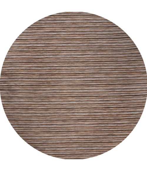 TUSCAN SUN COLLECTION Area Rug Finn Modern Farmhouse Pinstripe Brown/Natural 6' Round Indoor/Outdoor Area Rug