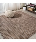 TUSCAN SUN COLLECTION Area Rug Finn Modern Farmhouse Pinstripe Brown/Natural 6' Square Indoor/Outdoor Area Rug