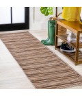 TUSCAN SUN COLLECTION Area Rug Finn Modern Farmhouse Pinstripe Natural/Brown 2 ft. x 8 ft. Indoor/Outdoor Runner Rug
