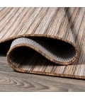 TUSCAN SUN COLLECTION Area Rug Finn Modern Farmhouse Pinstripe Natural/Brown 6' Square Indoor/Outdoor Area Rug