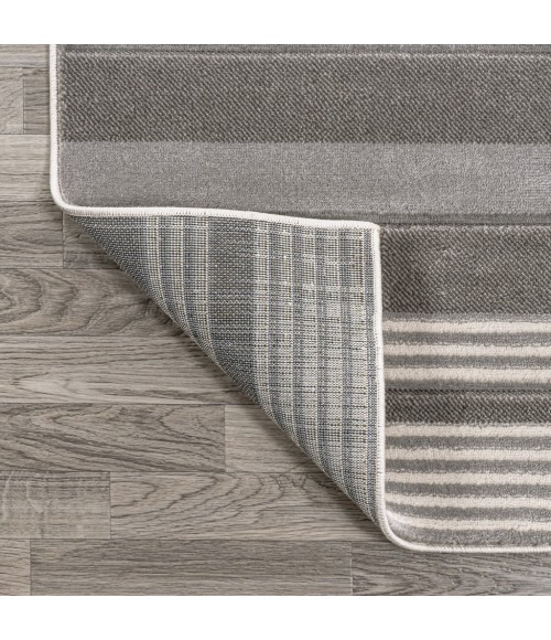 UNIQUE Area Rug Nicky Geometric Striped Circles Gray/Yellow/Cream 3 ft. x 5 ft. Area Rug