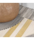 UNIQUE Area Rug Nicky Geometric Striped Circles Gray/Yellow/Cream 3 ft. x 5 ft. Area Rug