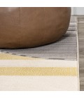UNIQUE Area Rug Nicky Geometric Striped Circles Gray/Yellow/Cream 3 ft. x 5 ft. Area Rug