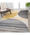UNIQUE Area Rug Nicky Geometric Striped Circles Gray/Yellow/Cream 3 ft. x 5 ft. Area Rug