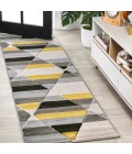 UNIQUE Area Rug Kehoe Retro Diamonds Geometric Yellow/Gray/Cream 2 ft. x 8 ft. Runner Rug