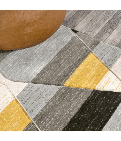Kehoe Retro Diamonds Geometric Yellow/Gray/Cream 3 ft. x 5 ft. Area Rug