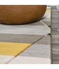 Kehoe Retro Diamonds Geometric Yellow/Gray/Cream 3 ft. x 5 ft. Area Rug