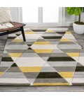 Kehoe Retro Diamonds Geometric Yellow/Gray/Cream 3 ft. x 5 ft. Area Rug