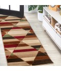 UNIQUE Area Rug Kehoe Retro Diamonds Geometric Red/Brown/Cream 2 ft. x 8 ft. Runner Rug