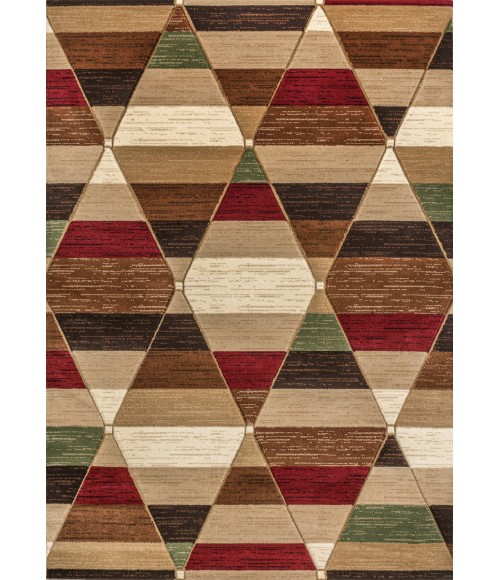 Kehoe Retro Diamonds Geometric Red/Brown/Cream 5 ft. x 8 ft. Area Rug