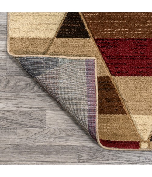 UNIQUE Area Rug Kehoe Retro Diamonds Geometric Red/Brown/Cream 2 ft. x 8 ft. Runner Rug