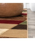 UNIQUE Area Rug Kehoe Retro Diamonds Geometric Red/Brown/Cream 2 ft. x 8 ft. Runner Rug