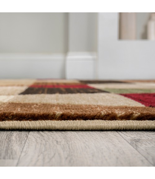 UNIQUE Area Rug Kehoe Retro Diamonds Geometric Red/Brown/Cream 2 ft. x 8 ft. Runner Rug