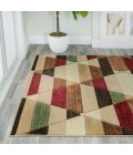 Kehoe Retro Diamonds Geometric Red/Brown/Cream 5 ft. x 8 ft. Area Rug