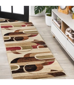 Jonathany Unique UNQ102A Cream/Brown/Red Area Rug 2 ft. 2 in. X 7 ft. 10 in. Runner