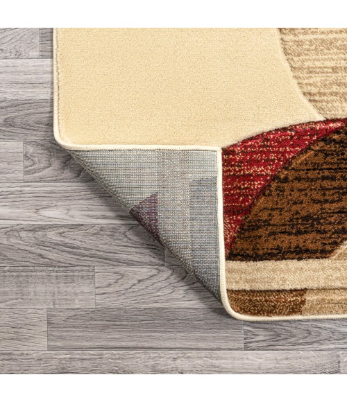 UNIQUE Area Rug Tamara Retro Abstract Arches Cream/Brown/Red 4 ft. x 6 ft. Area Rug