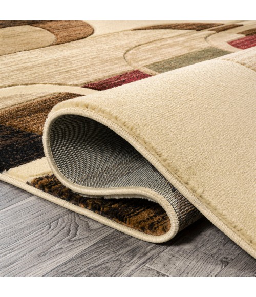 UNIQUE Area Rug Tamara Retro Abstract Arches Cream/Brown/Red 2 ft. x 8 ft. Runner Rug