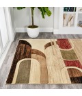 UNIQUE Area Rug Tamara Retro Abstract Arches Cream/Brown/Red 4 ft. x 6 ft. Area Rug