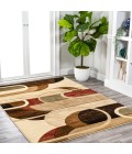 UNIQUE Area Rug Tamara Retro Abstract Arches Cream/Brown/Red 4 ft. x 6 ft. Area Rug