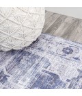 WSH100A Area Rug Alanya Ornate Medallion Washable Navy/Cream 8 ft. x 10 ft. Area Rug