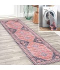 WSH101A Area Rug Dalyan Geometric Medallions Washable Terra/Navy 2 ft. x 8 ft. Runner Rug