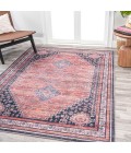 WSH101A Area Rug Dalyan Geometric Medallions Washable Terra/Navy 4 ft. x 6 ft. Area Rug