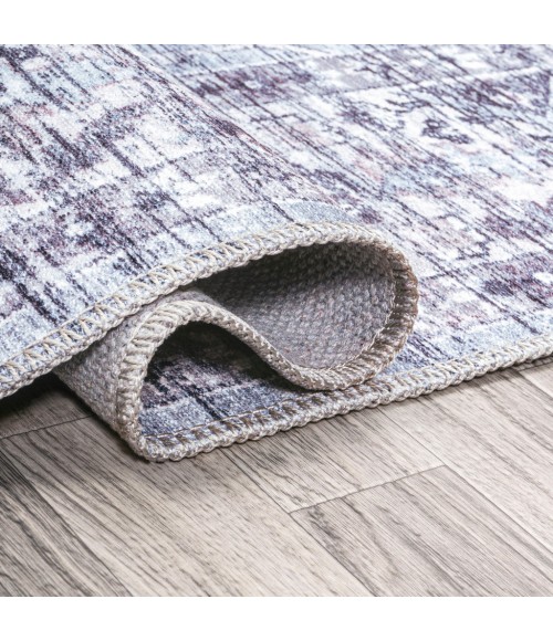 Didim Boho Gray Medallion Washable Gray/Purple 2 ft. x 8 ft. Runner Rug