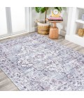WSH102A Area Rug Didim Boho Gray Medallion Washable Gray/Purple 4 ft. x 6 ft. Area Rug