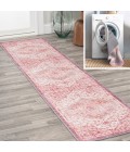 Alacati Ogee Medallion Washable Red/Orange/Cream 2 ft. x 8 ft. Runner Rug