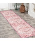 Alacati Ogee Medallion Washable Red/Orange/Cream 2 ft. x 8 ft. Runner Rug