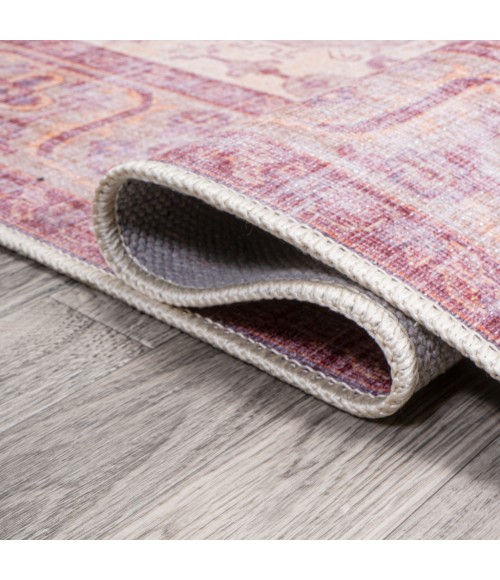 Alacati Ogee Medallion Washable Red/Orange/Cream 2 ft. x 8 ft. Runner Rug