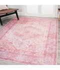 WSH103A Area Rug Alacati Ogee Medallion Washable Red/Orange/Cream 4 ft. x 6 ft. Area Rug
