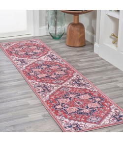 Jonathany Wsh105A WSH105A Red/Navy Area Rug 2 ft. X 8 ft. Rectangle