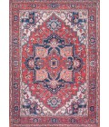 WSH105A Area Rug Cirali Ornate Large Medallion Washable Red/Navy 8 ft. x 10 ft. Area Rug