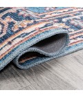 WSH105B Area Rug Cirali Ornate Large Medallion Washable Blue/Beige 2 ft. x 8 ft. Runner Rug